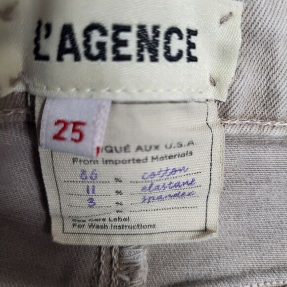 L'Agence Margot Small  Beige Skinny Ankle Jeans Cotton Blend 5 Pockets USA Made - Picture 9 of 14